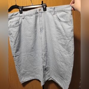Womens Midi Blue Jean Skirt High Waisted Size 26w With Back Slit